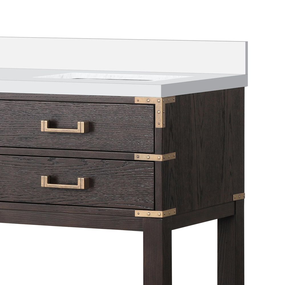 Lexora Home Norwalk 60&quot; Double Bathroom Vanity in Brown Oak with White Cultured Marble Top  and Rectangle Sink, , large