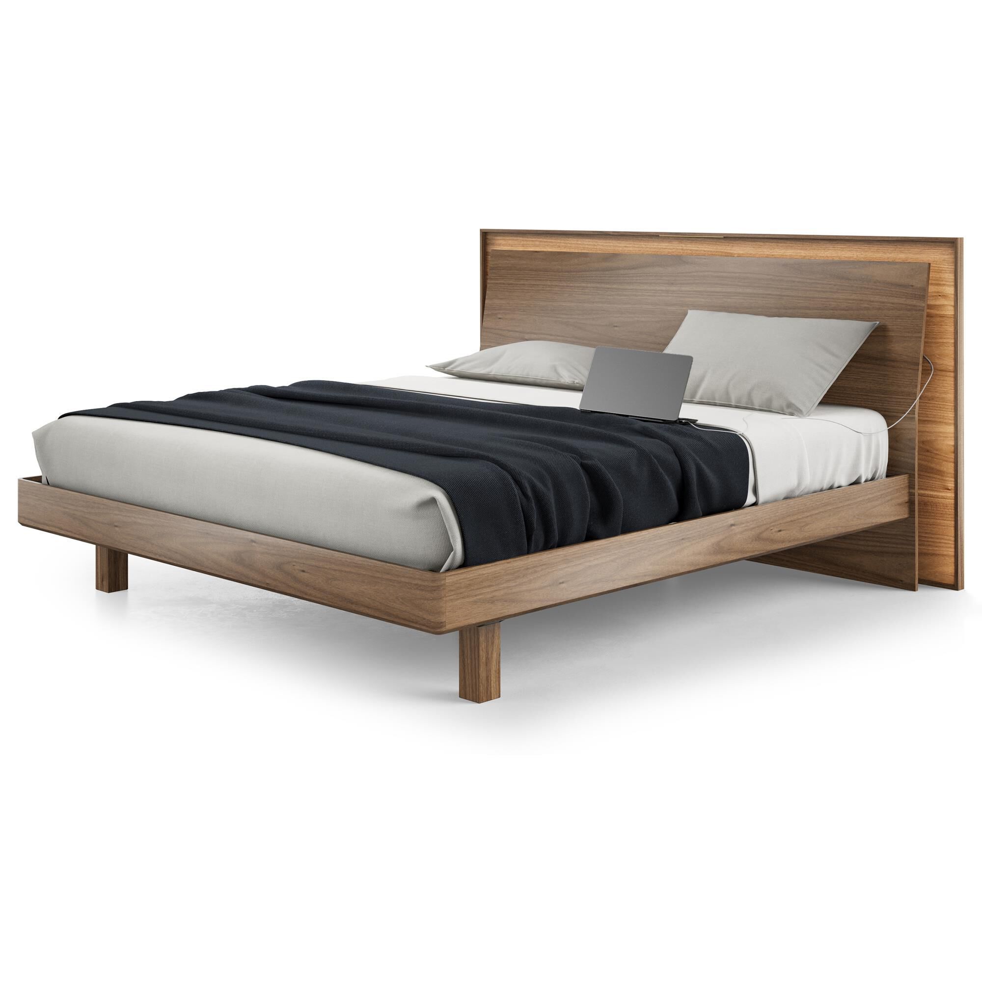 BDI Kava King Platform Bed in Natural Walnut with Lighting and USB