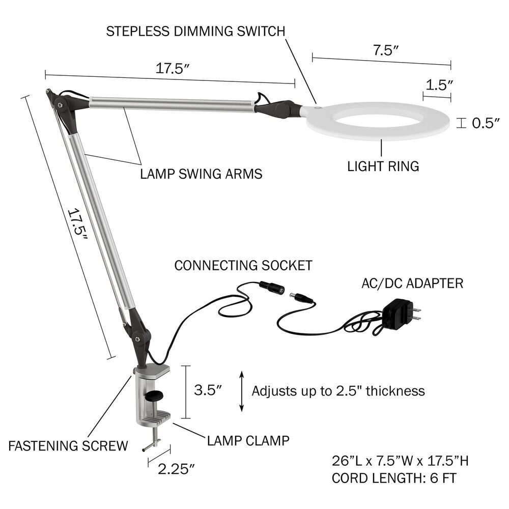 Timberlake Lavish Home LED Task Lamp in Silver, , large