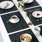 Willow & Hem Glimmer Woven Vinyl Placemat in Black and Silver (Set of 6), , large
