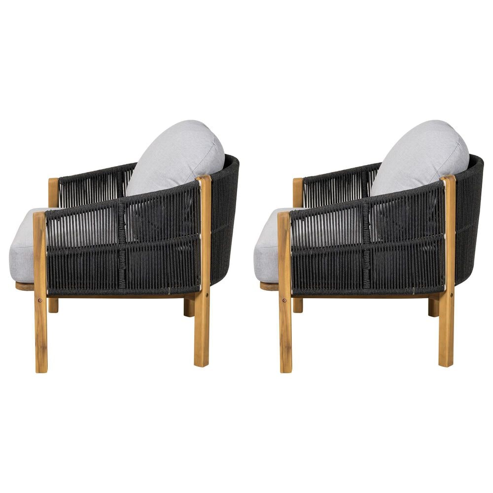 Hearth and Haven Grotta Outdoor Club Chair with Light Teak Frame in Gray (Set of 2), , large