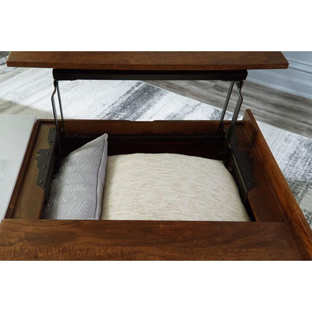 Signature Design by Ashley Rusitori Lift-Top Coffee Table in Black, Light Brown, and White Marble, , large