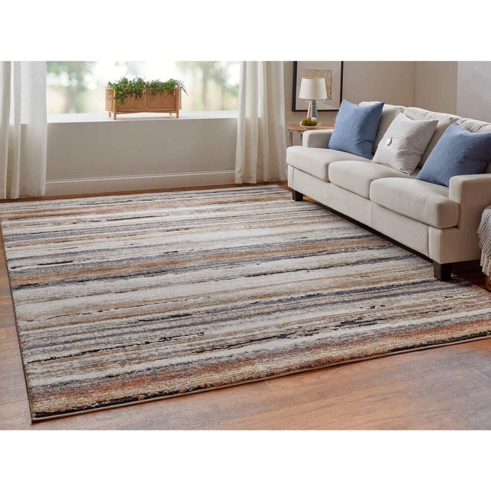 Feizy Rugs Gilmore 39MQF Ivory and Multicolor 5&#39;3&quot; x 8&#39; Area Rug, , large