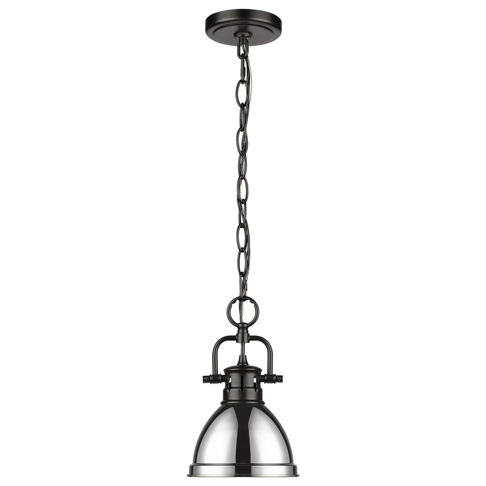 Golden Lighting Duncan Mini Pendant in Chrome with Chain in Matte Black, , large