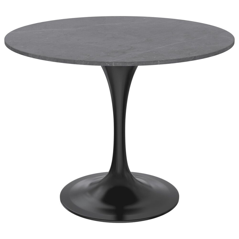 Leisuremod LeisureMod Verve Collection 36 Round Dining Table, Black Base with Sintered Stone Grey Top, , large