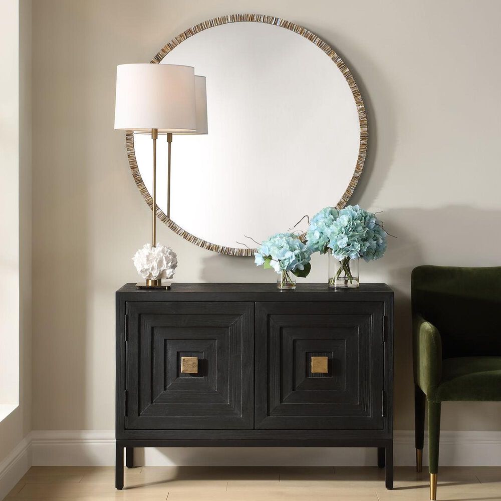 Uttermost Odeon Round Wall Mirror in Bronze, , large