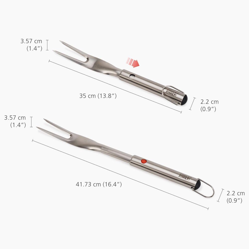 Joseph Joseph GrillOut BBQ Fork with Retractable Head in Stainless Steel, , large
