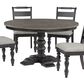 Boulder & Pine French Country Pedestal Dining Table with Upholstered Side Chairs in Black and Dark Gray, , large