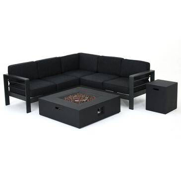 Noble House Cape Coral 5-Piece Patio Sofa Set in Dark Gray, , large