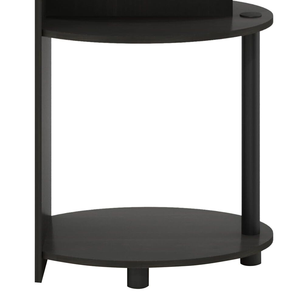 HOMLUX Jaya Simple Design Oval End Table in Walnut and Black (Set of 2), , large