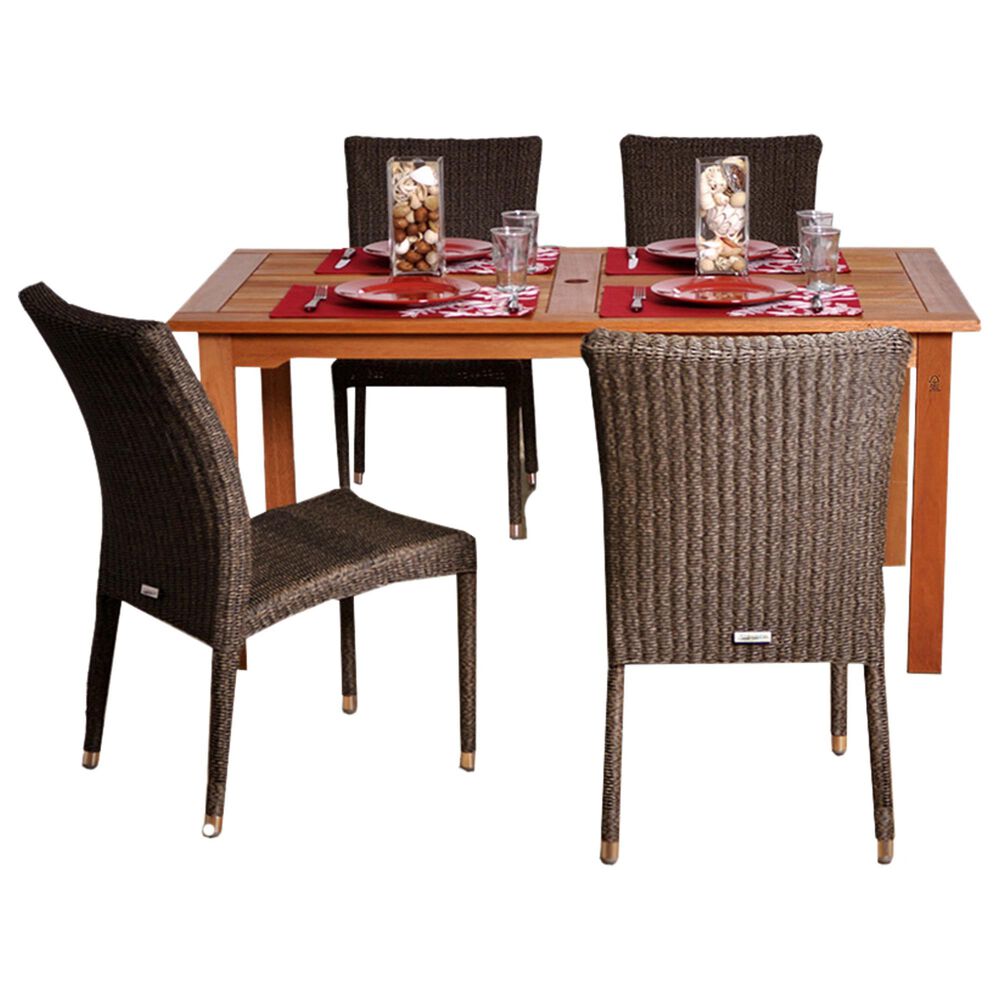 International Home Miami Brugge 5-Piece Square Dining Set in Brown, , large