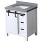 Lexora Home Marsyas 30" Single Bathroom Vanity in White with Grey Quartz Top and Rectangular Sink, , large