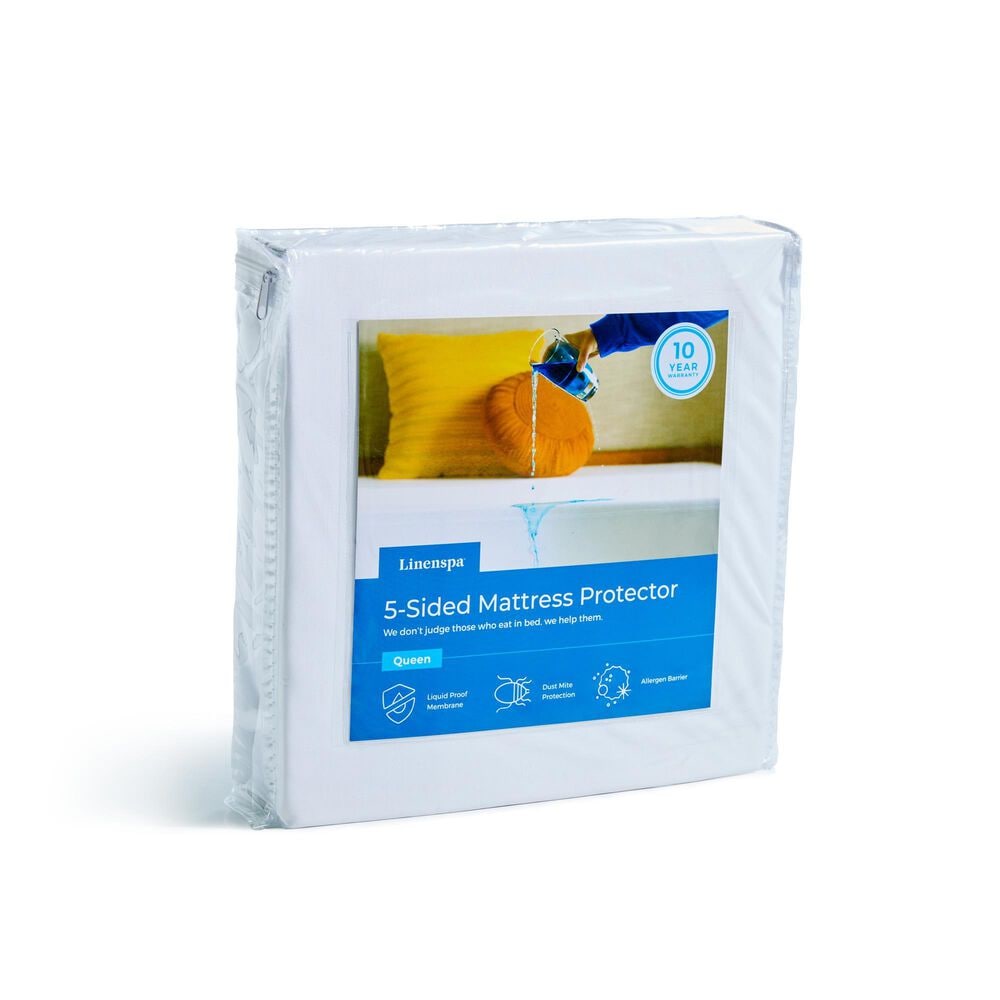 Malouf 5-Sided Premium Full Mattress Protector in White, , large