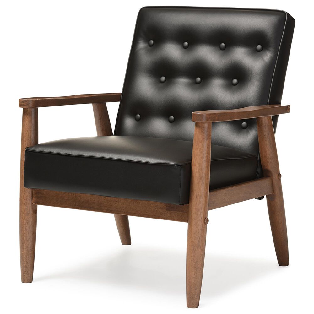 Baxton Studio Sorrento Lounge Chair in Black, , large