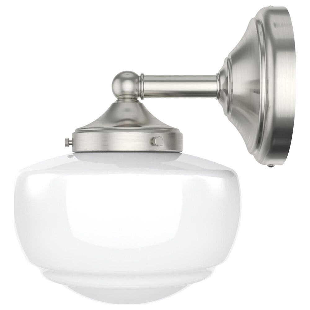 Hunter Saddle Creek 1-Light Sconce with White Shade in Brushed Nickel, , large