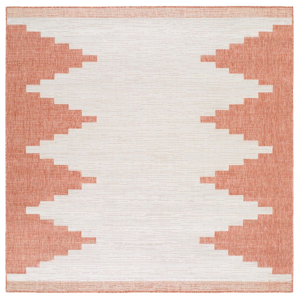 Surya Eagean EAG-2436 Rust, Ivory, Dusty Pink and Dusty Coral 6"7" Square Indoor/Outdoor Area Rug, , large