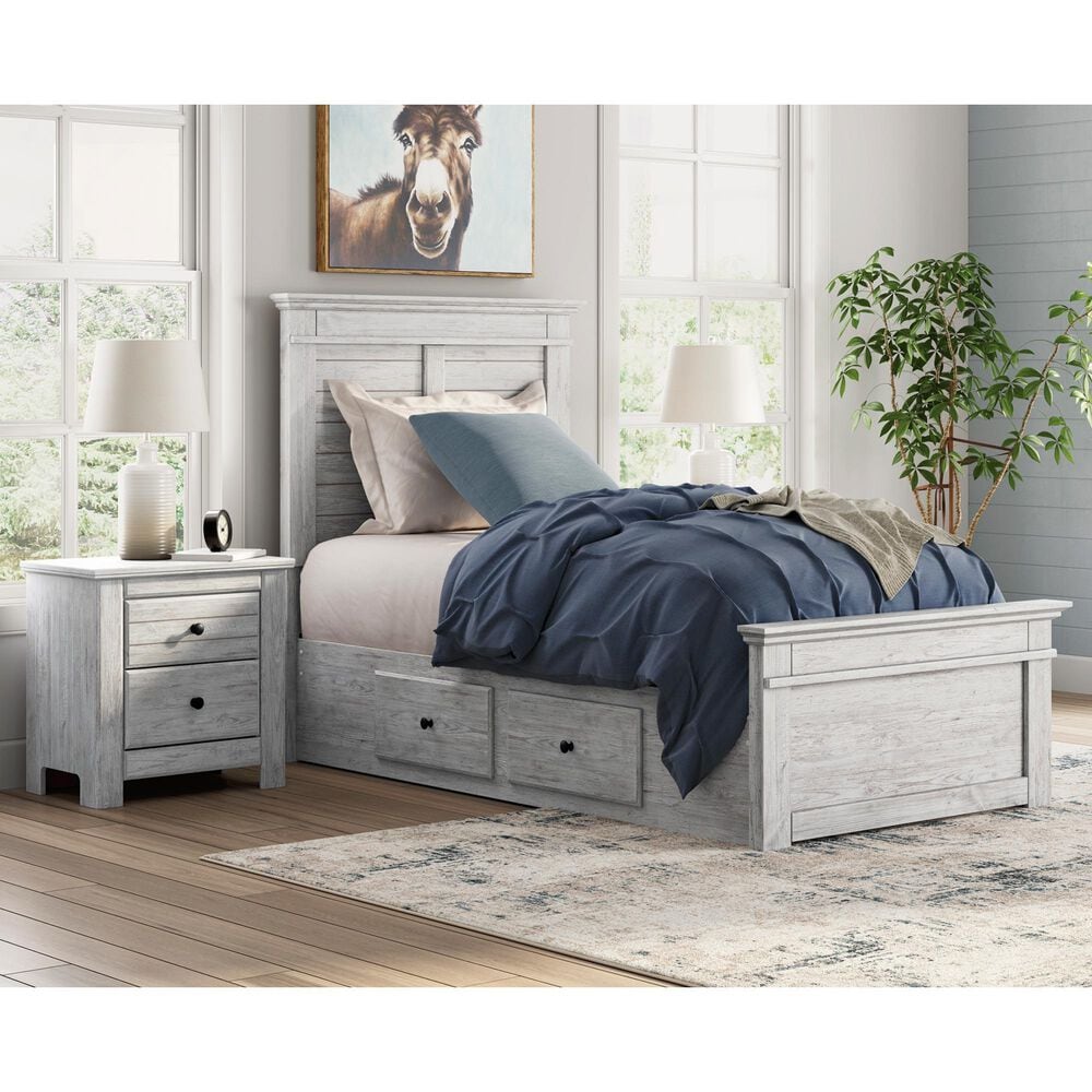 Ashley Makidern 2 Piece Twin Storage Bedroom Set with Four Drawers in Whitewash, , large