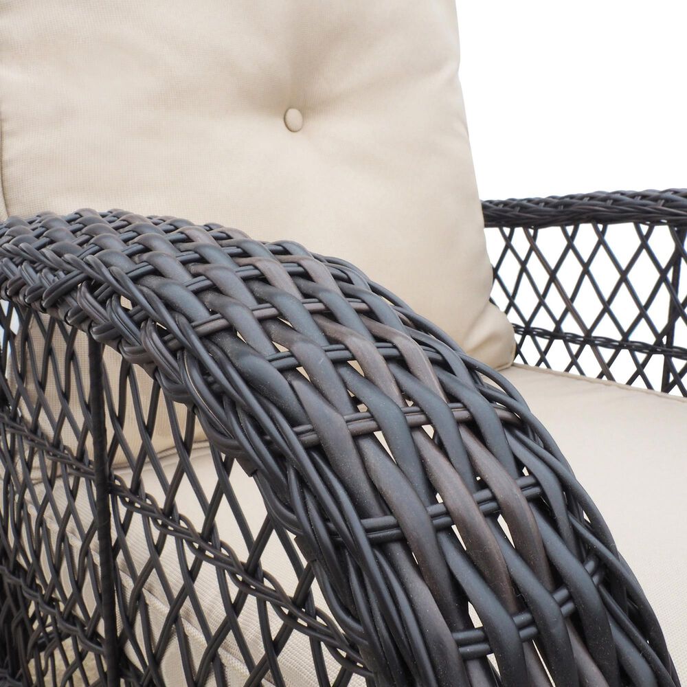 Hearth and Haven Outdoor Rocking Chair with Dark Brown Wicker in Beige, , large