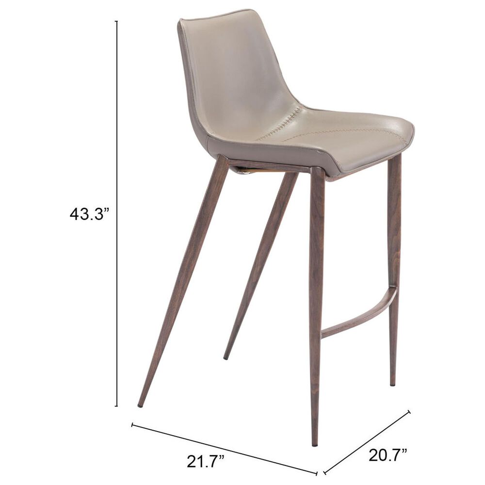 Zuo Modern Magnus Bar Stool in Gray &#40;Set of 2&#41;, , large