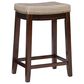 Linon Home Decor Claridge Counter Stool with Beige Cushion in Dark Brown, , large