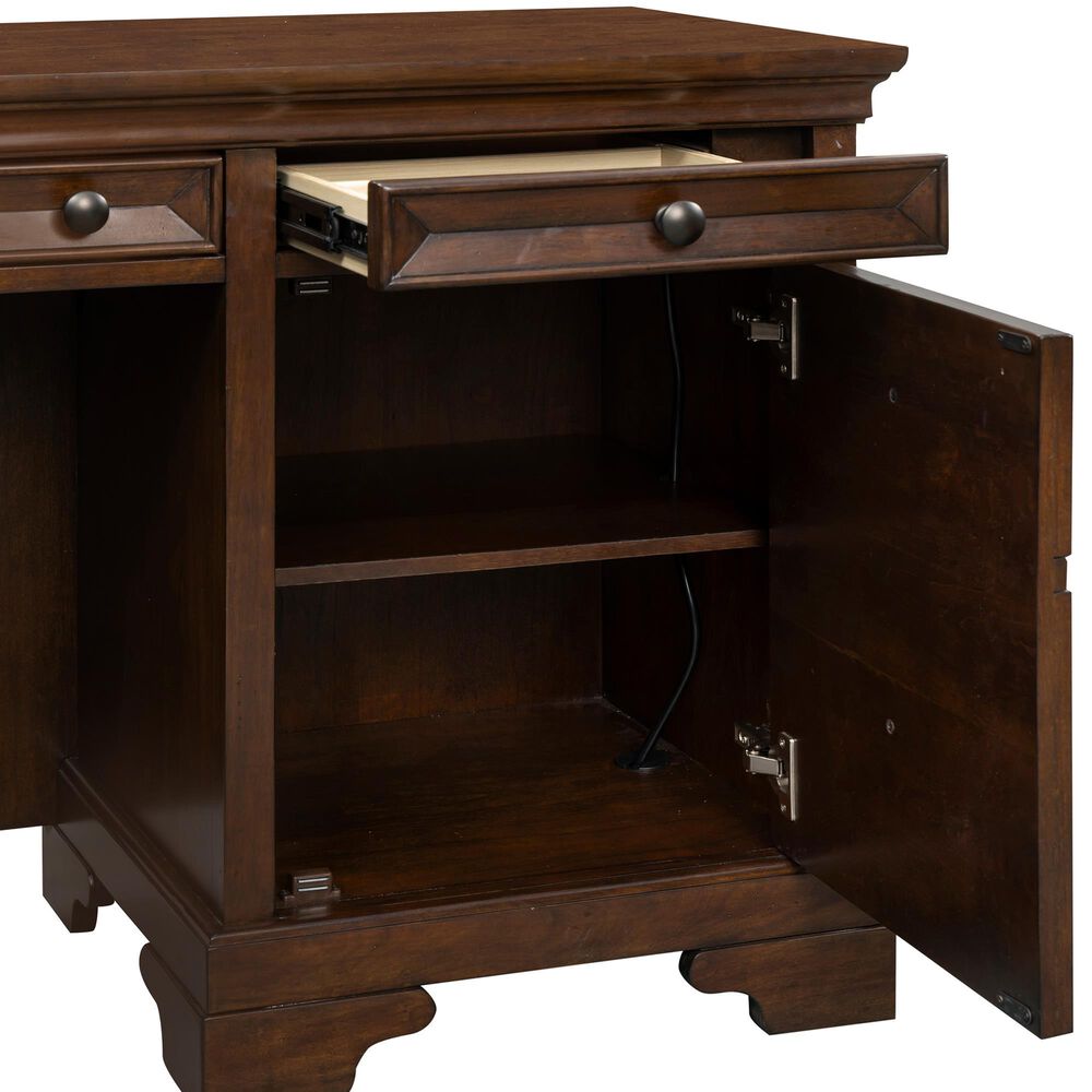 Riva Ridge Arlington 3-Piece L-Shaped Desk and Display Cabinet Set in Classic Brown, , large