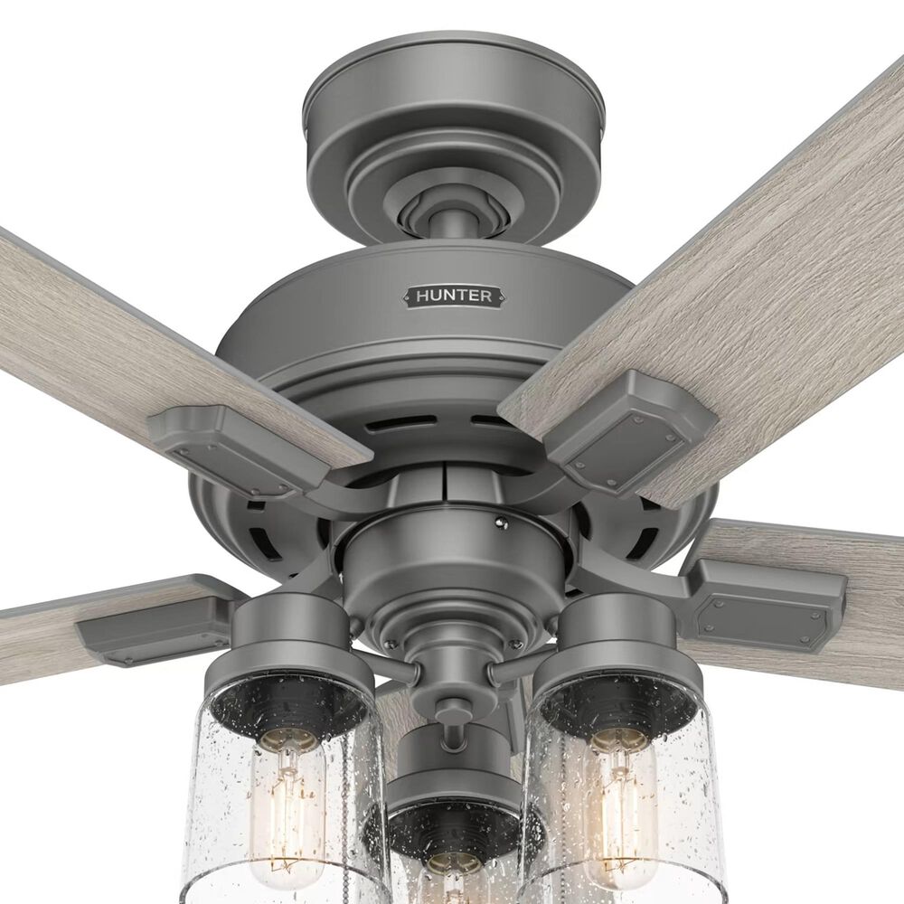 Hunter Hartland 44&quot; Ceiling Fan with LED Lights in Matte Silver, , large