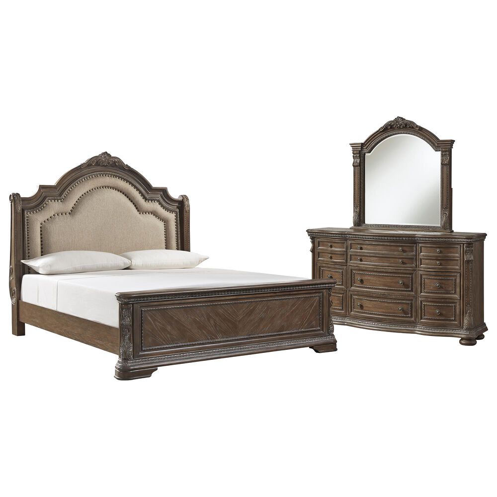 Signature Design by Ashley Charmond 3 Piece Queen Bedroom Set in Dark Brown, , large