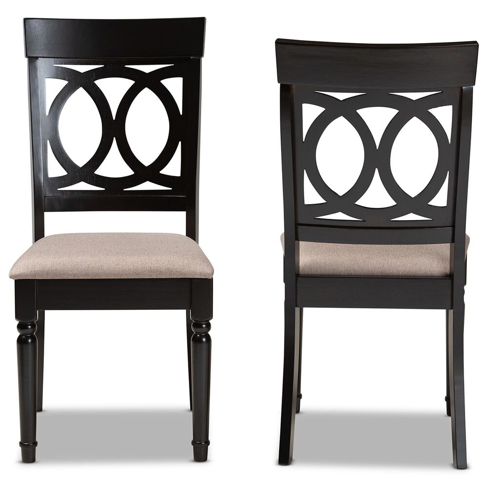 Baxton Studio Lucie Side Chair with Sand Cushion in Espresso Brown (Set of 2), , large