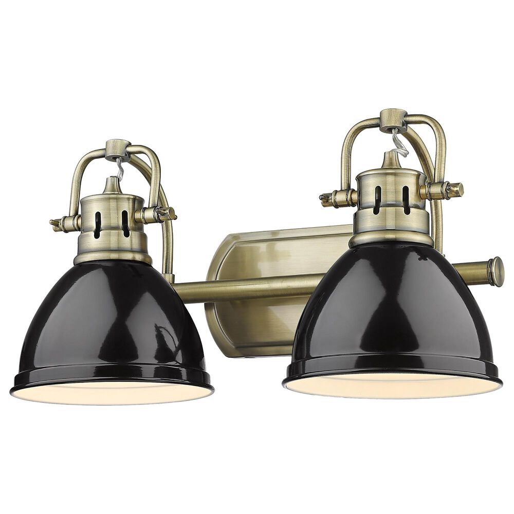 Golden Lighting Duncan 2-Light Bath Vanity in Aged Brass and Glossy Black, , large
