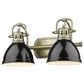 Golden Lighting Duncan 2-Light Bath Vanity in Aged Brass and Glossy Black, , large