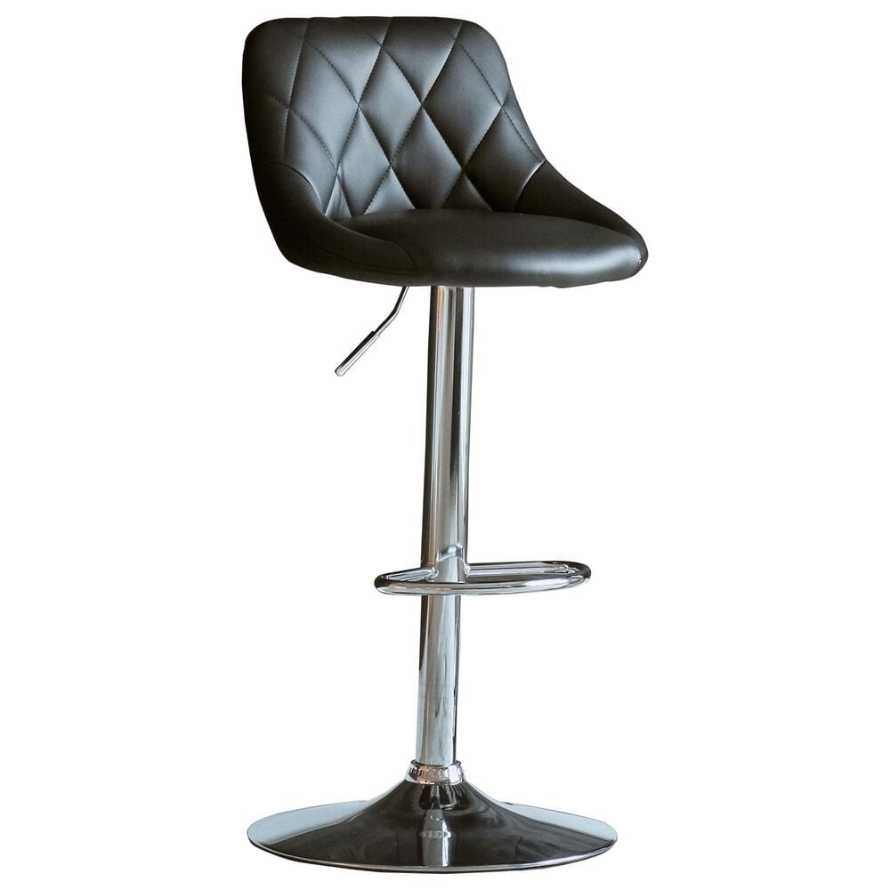 Mayberry Hill Melissa Adjustable Swivel Bar Stool with Black Cushion in Chrome, , large