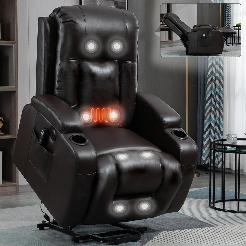 Hearth and Haven Power Lift Recliner in Brown, , large