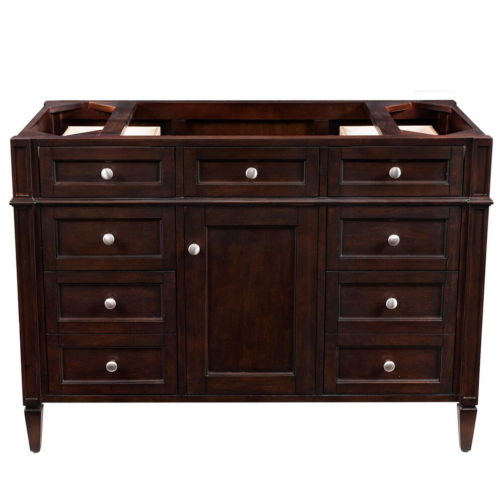 James Martin Vanities Brittany 48&quot; Single Bathroom Vanity in Burnished Mahogany with Single Hole 3 cm White Zeus Quartz Top and Rectangular Sink, , large