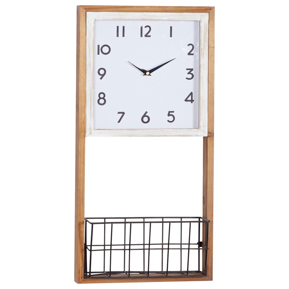Maple and Jade 24" Farmhouse Wood Wall Clock in Brown, , large