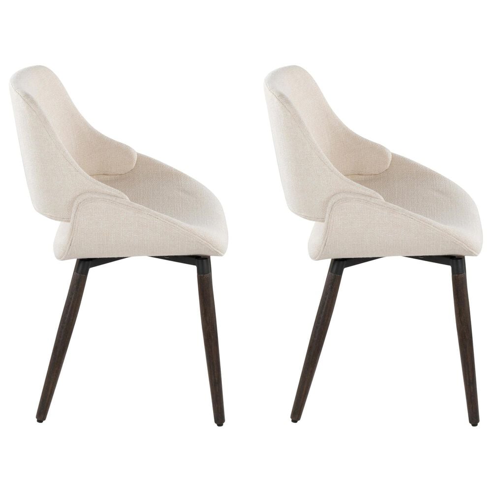 LumiSource Fabrico Side Chair with Cream Fabric Cushion in Dark Walnut (Set of 2), , large