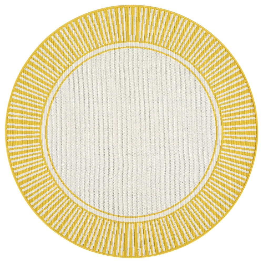 Surya Alfresco 7&#39;3&quot; Round Pearl, Saffron, Beige and Tan Indoor/Outdoor Area Rug, , large
