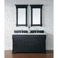 James Martin Vanities Brookfield 60" Double Bathroom Vanity in Antique Black with 3 cm White Zeus Quartz Top and Rectangular Sinks, , large