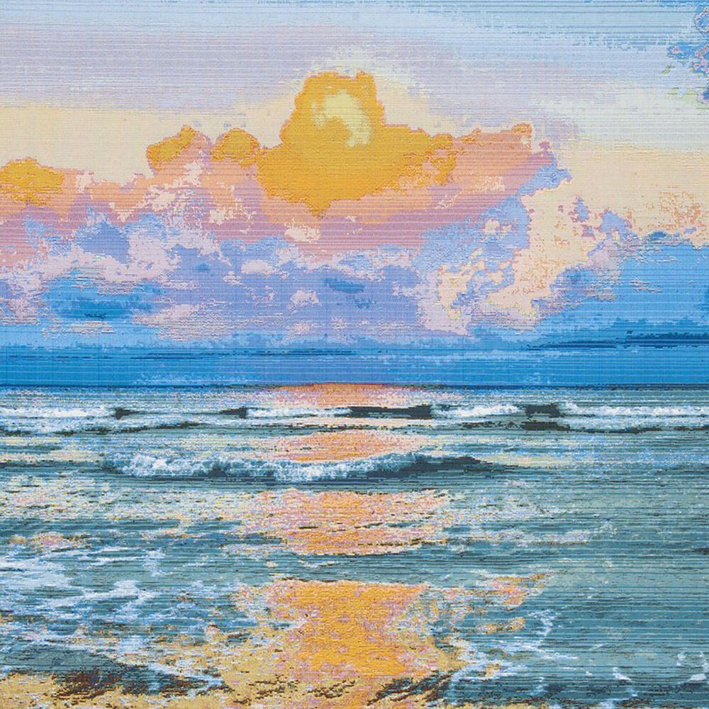 Safavieh Barbados Tropical Sunset 3&#39;3&quot; x 5&#39; Gold and Blue Indoor/Outdoor Area Rug, , large