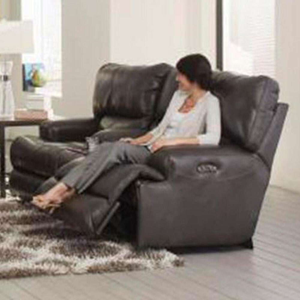 Catnapper Wembley Power Headrest Recliner Lumbar Loveseat in Steel