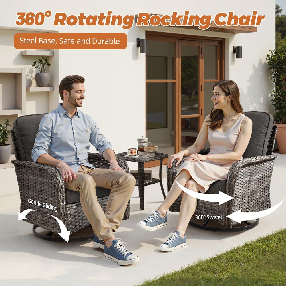 HOMLUX 7-Piece Patio Conversation Set in Black, , large