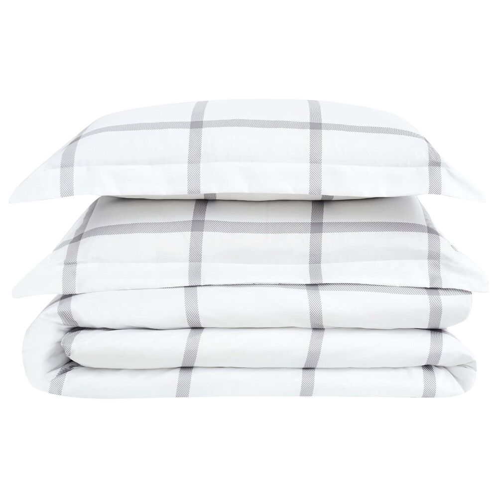 Pem America Truly Soft 3-Piece King Duvet Cover Set in White and Grey, , large