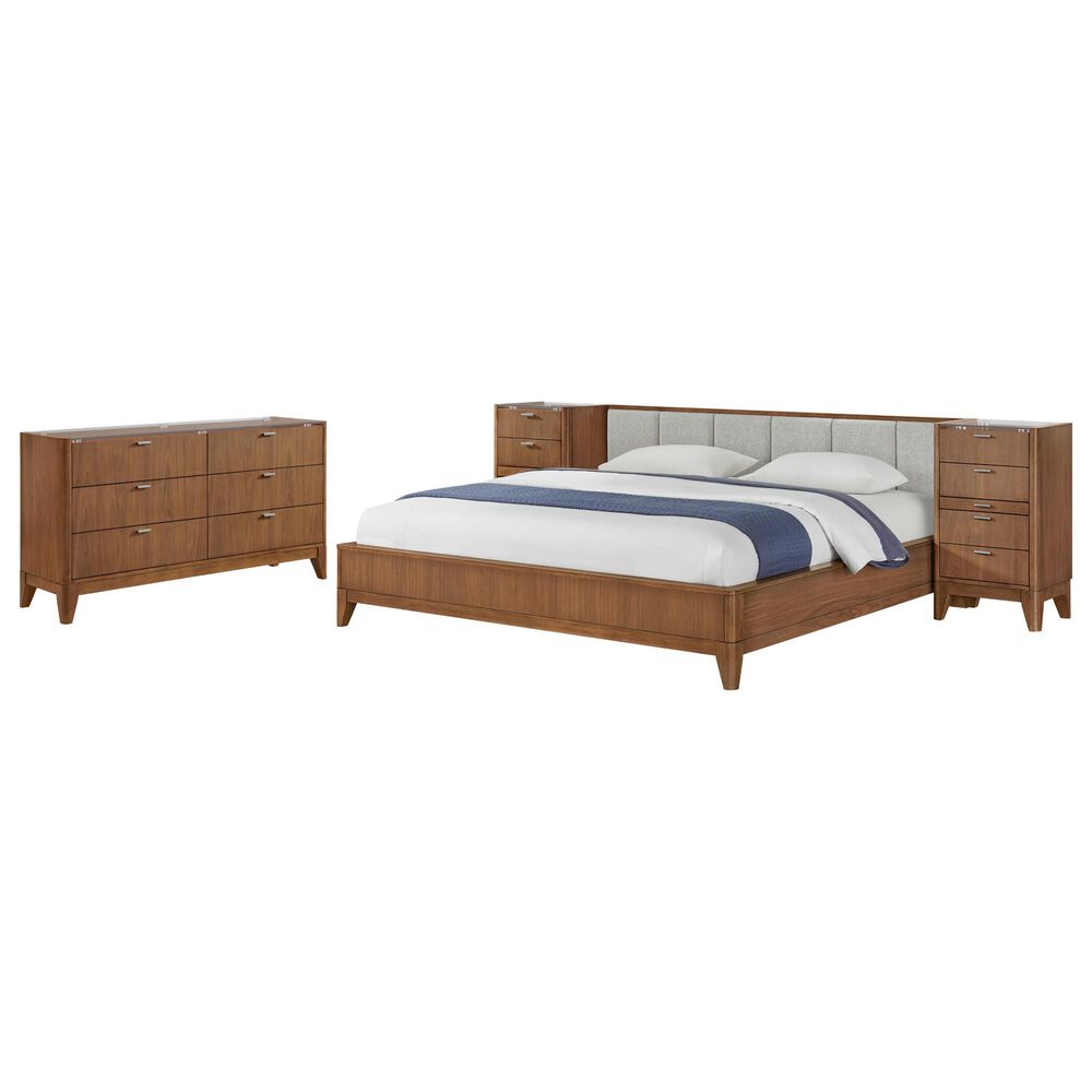 Boulder & Pine King Wallbed with Two Nightstand Piers and Dresser in Warm Brown, , large