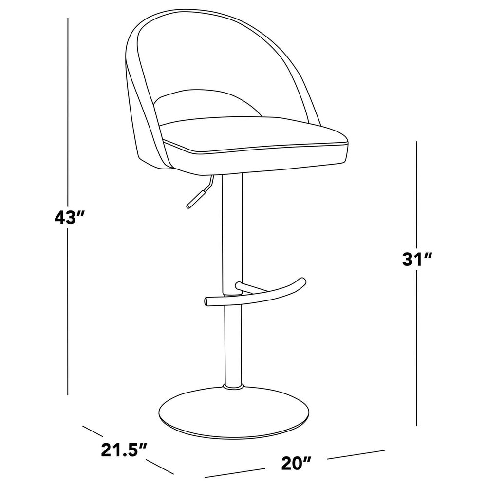 LumiSource Renee Adjustable Swivel Bar Stool with Cream Fabric Upholstery in Gold (Set of 2), , large