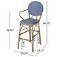 Hearth and Haven Outdoor Wicker Bar Stool with Footrest in Bamboo Print and Navy Blue (Set of 2), , large
