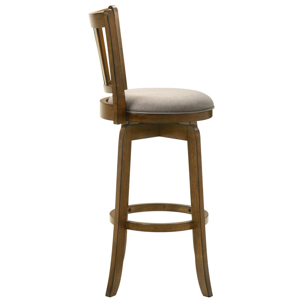 Armen Living Wren Swivel Bar Height Stool with Static Gray Upholstery in Sepia Brown, , large