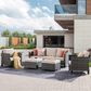 HOMLUX 5-Piece Outdoor Wicker Patio Furniture Set, High Back Rattan Sofa with Chairs, Ottomans & Cushions in Beige, , large