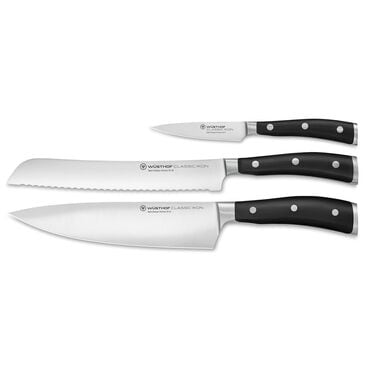 Wusthof Classic Ikon 3-Piece Knife Set in Stainless Steel and Black, , large