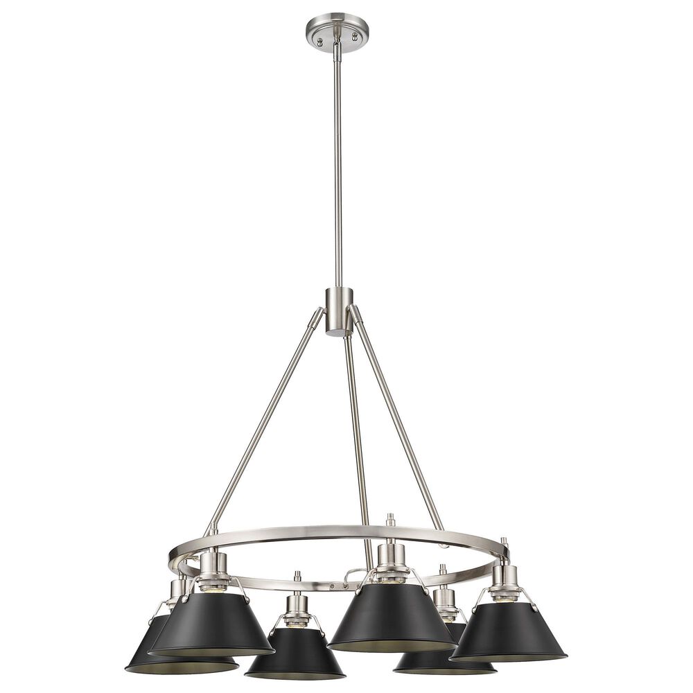 Golden Lighting Orwell 6-Light Chandelier with Matte Black Shade in Pewter, , large