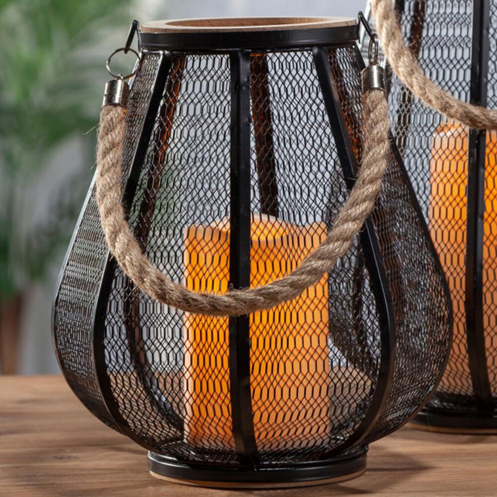 The Gerson Company 9" Metal LED Lantern in Grey (Set of 2), , large