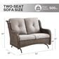 Sunwell Garden Outdoor Glider Loveseat with Brown Rattan in Beige, , large